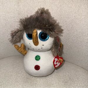 Ty Beanie Boos 6” Buttons the Christmas Snowman